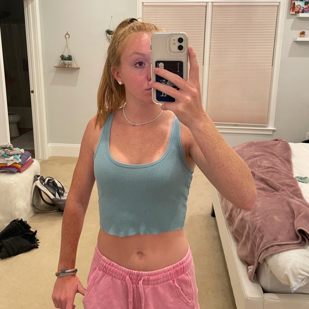 LA Hearts Light Blue Cropped Tank Top